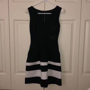 Black/White Striped V-Neck Dress
